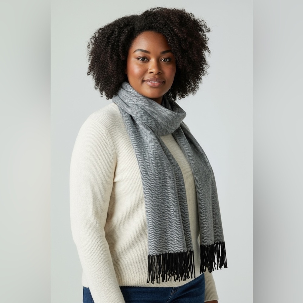 Merona Black and Gray Oblong Scarf